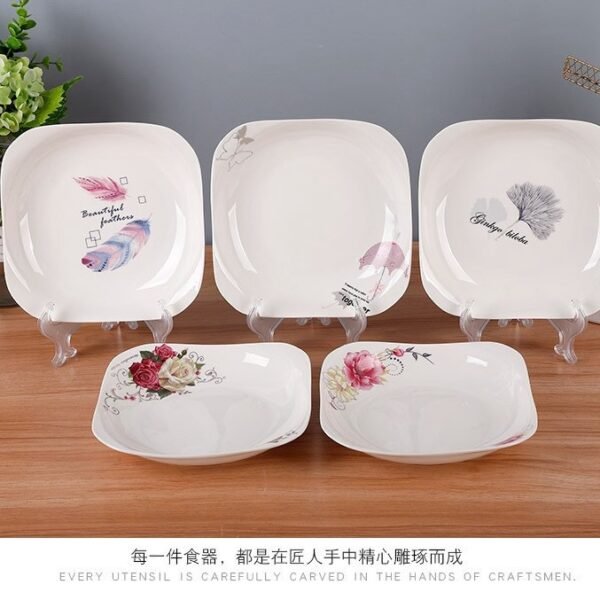 3Pcs Set Square Ceramic Dinner Plates