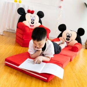 Kids Cartoon Foldable Sofa Bed – 2-in-1 Chair & Mattress