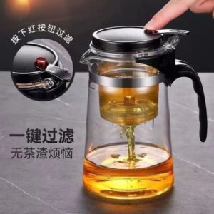 Glass Tea Pot with Infuser – One-Button Filter Design
