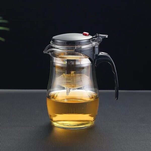 Glass Tea Pot with Infuser – One-Button Filter Design