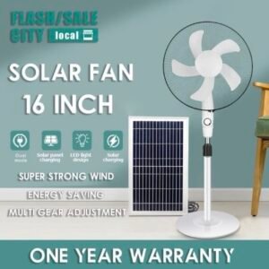 16-Inch Solar Rechargeable Standing Fan with Solar Panel