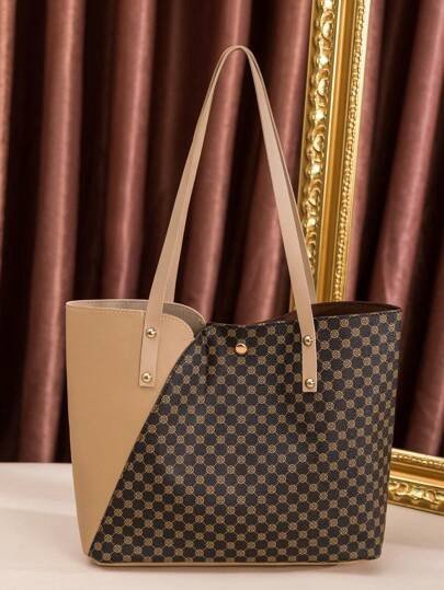 Colorblock Minimalist Tote Bag