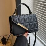 Luxury Quilted Handbag with Gold Accent