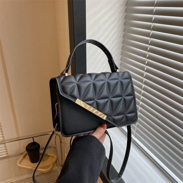 Luxury Quilted Handbag with Gold Accent