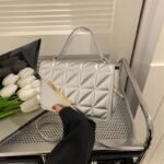 Luxury Quilted Handbag with Gold Accent