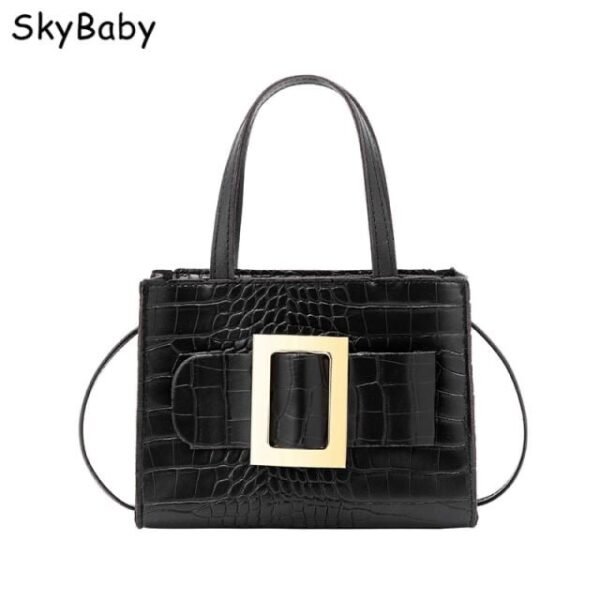 Luxury Croc-Embossed Mini Tote with Statement Buckle